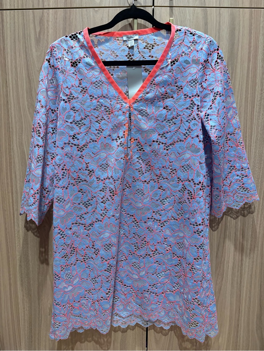 Tristan Blue & Coral Lace Swim Coverup